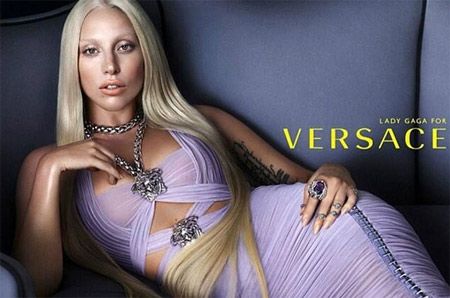 Lady Gaga for Versace without make-up