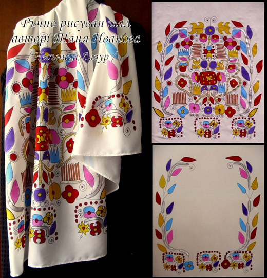 Bulgarian folklore in the fashion: Tanya Ivanova's painted scarves