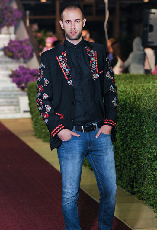 Men's suit jackets and ladies' garments with traditional Bulgarian embroidery for Spring-Summer 2015