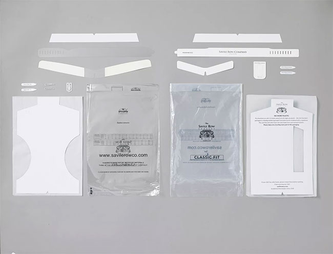 The Savile Row Company is ethical brand with 100% Recyclable and compostable shirt packaging