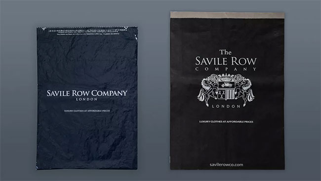 The Savile Row Company is ethical brand with 100% Recyclable and compostable shirt packaging