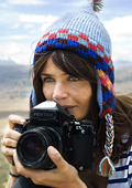 The supermodel Helena Christensen shows images of climate changes