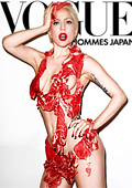 Lady Gaga posing with raw meat bikini for the cover of fashion magazine