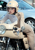 Keira Knightley Mounted Ducati for Chanel photosession