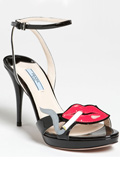 Prada created high heel sandals with smoking lips